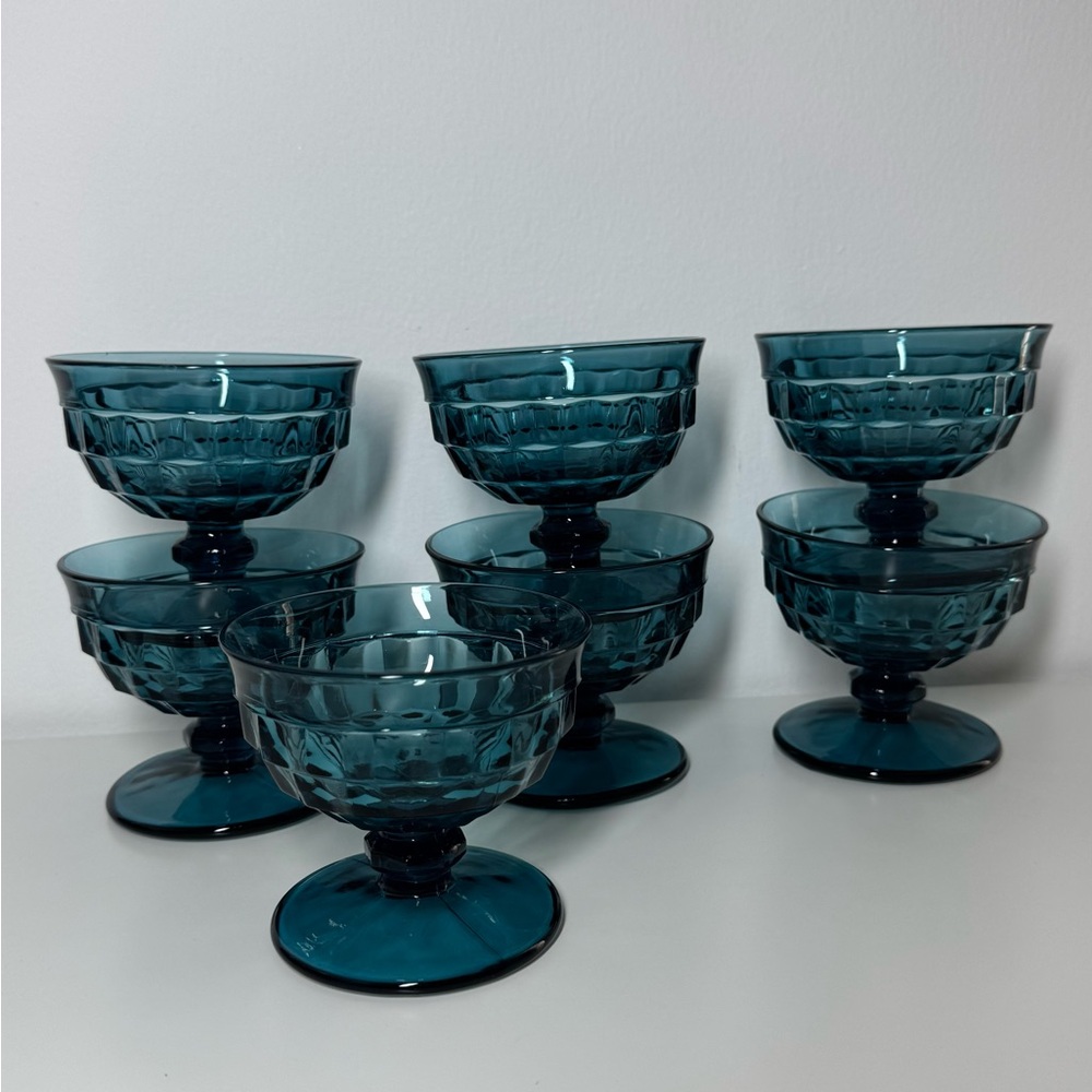 Set of 7 Indiana Glass Riviera Blue Glasses